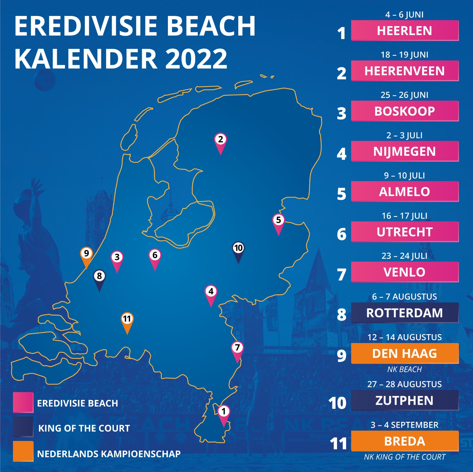 Deze steden vormen de eredivisie beach 2022 – Volleyinfo